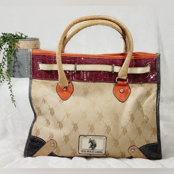 U.S.Polo Assn. Large Shoulder Satchel Handbag Purse Tote Bag - Picture 1 of 15
